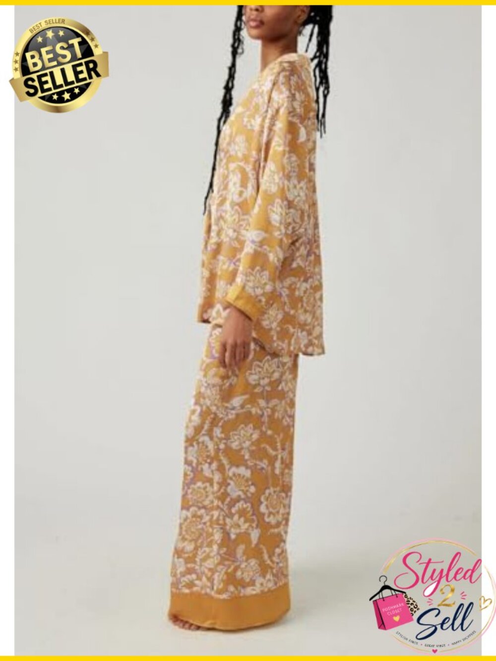 Satin Pajama Set Button Shirt Wide Leg Pants Women Sleep Lounge - Picture 2 of 3
